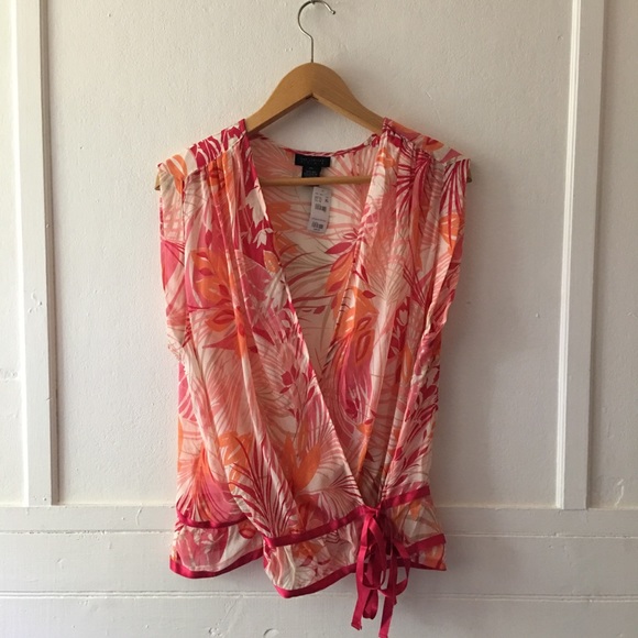 The Limited Tops - NWT The Limited Sheer Silk Sleeveless Tie Blouse